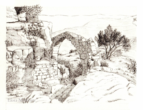 l'Arche d'Aubignane (Provence)Croquis A5 réalisé dans le cadre d'une exposition sur Marcel Pagnol - Février 2022
